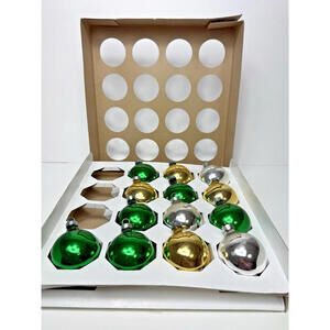 VTG Rauch Glass Christmas Tree Ornaments 2 3/8" Shiny Green Gold Silver Asst